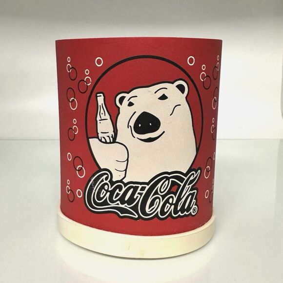 Vintage Coca-Cola Polar Bear Soda Beer Can Koozie Insulated Foam Made in USA - Picture 1 of 9